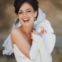smiling bride on her Nebraska wedding day